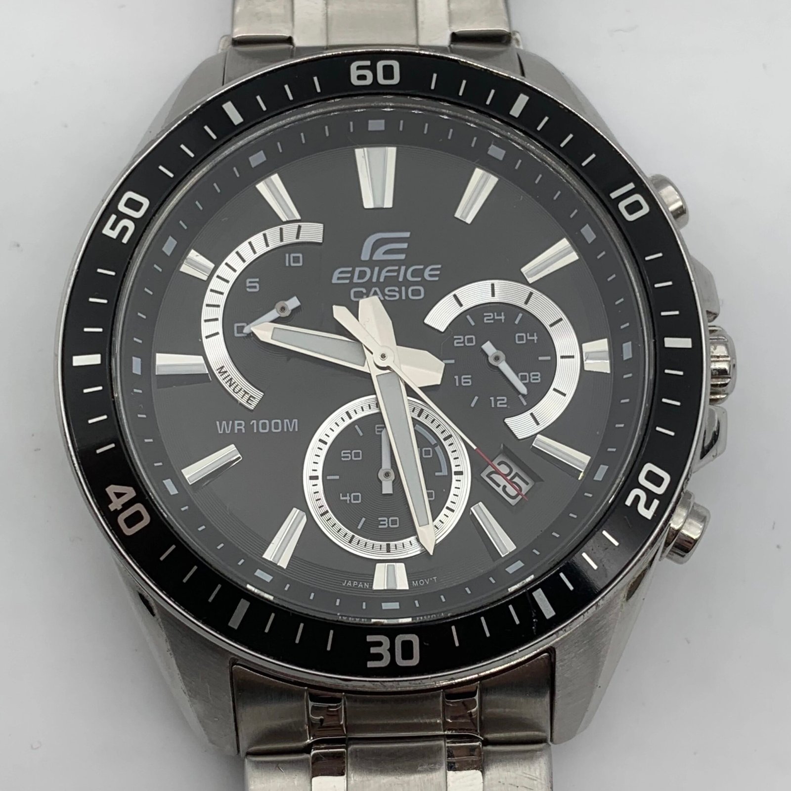 CASIO 48mm stainless steel strap black men's quartz watch with additional functions EFR-552D-1A2VU (95% New)